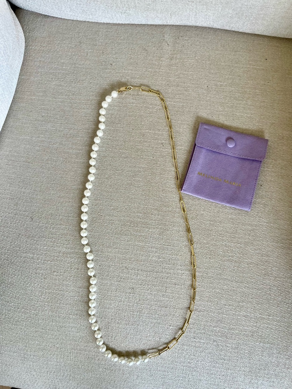 Melinda Maria Samantha Half Chain Pearl Necklace 30” - Picture 3 of 4
